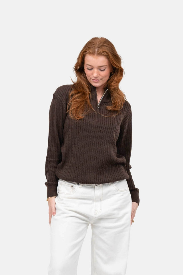 Half Zip Strik Brun | Skagen-clothing.dk
