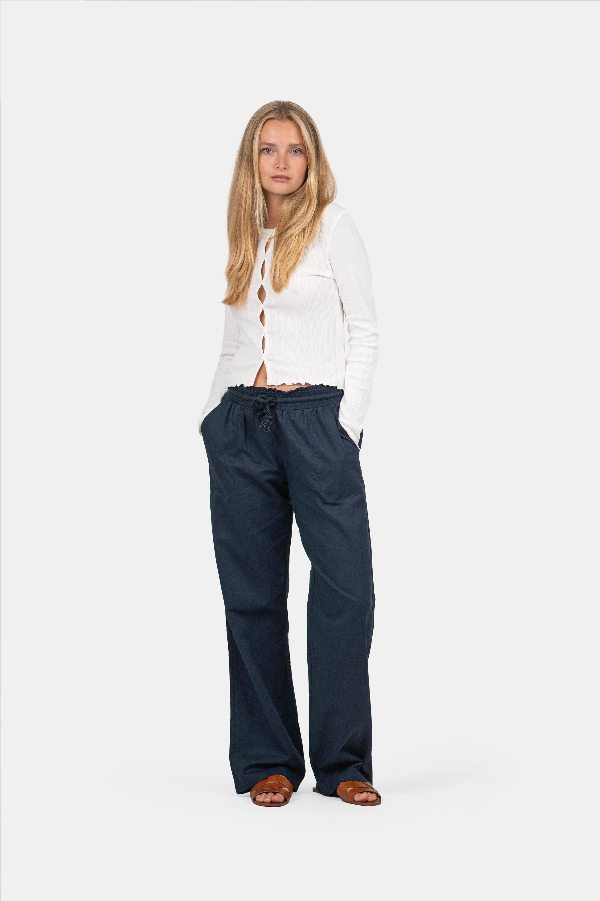 Linnebyxor med låg midja Navy