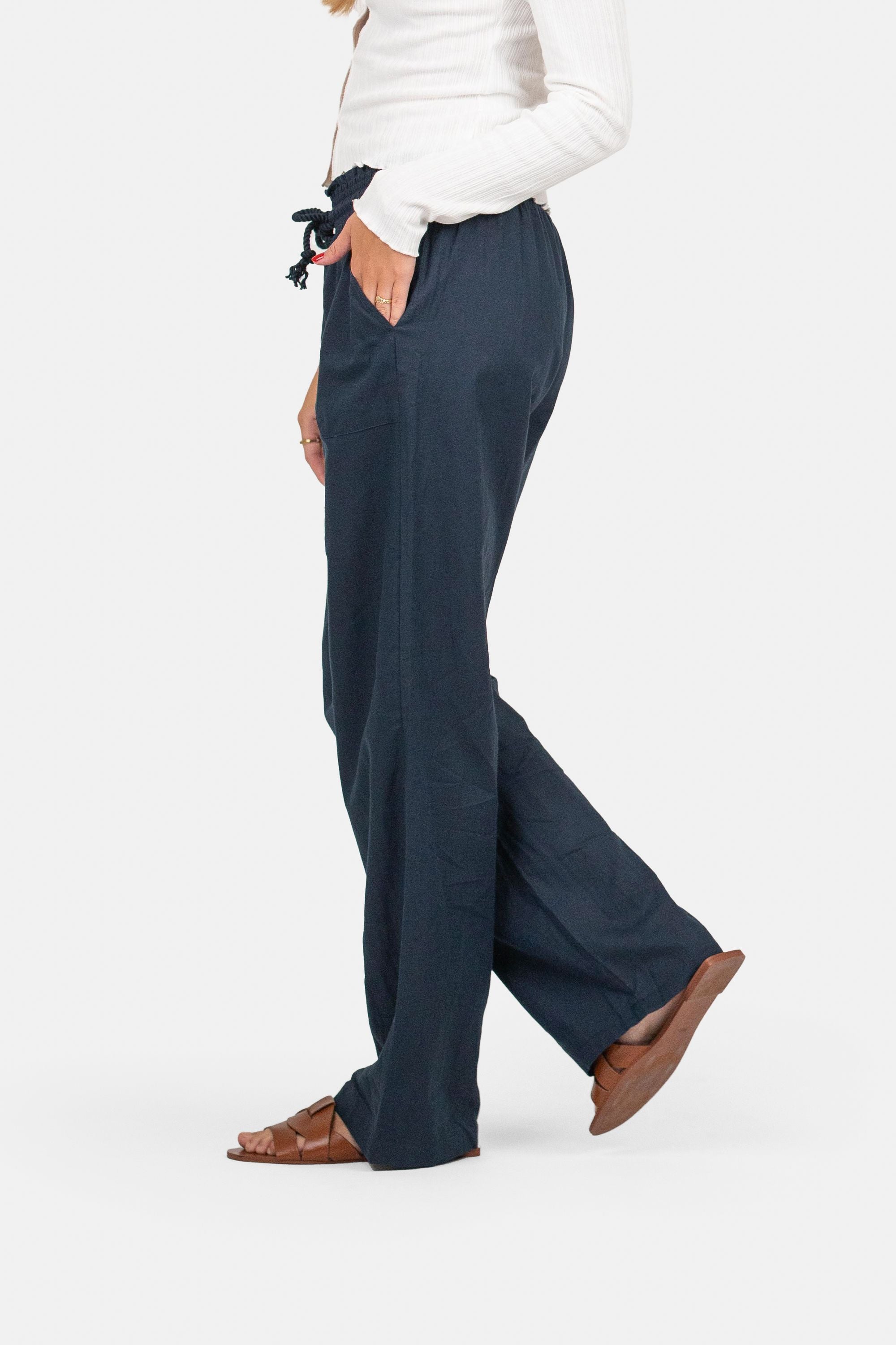 Linnebyxor med låg midja Navy
