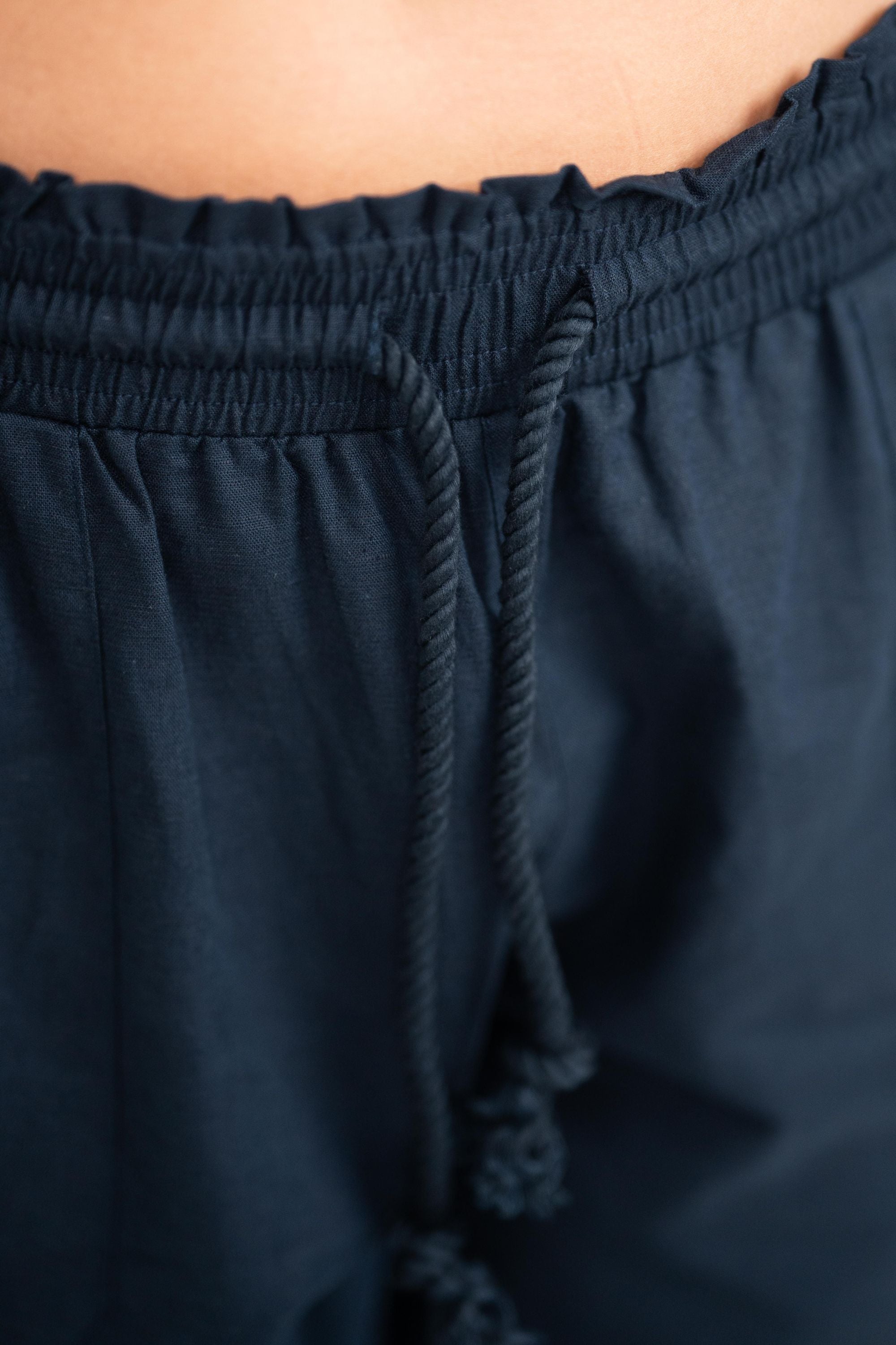 Linnebyxor med låg midja Navy