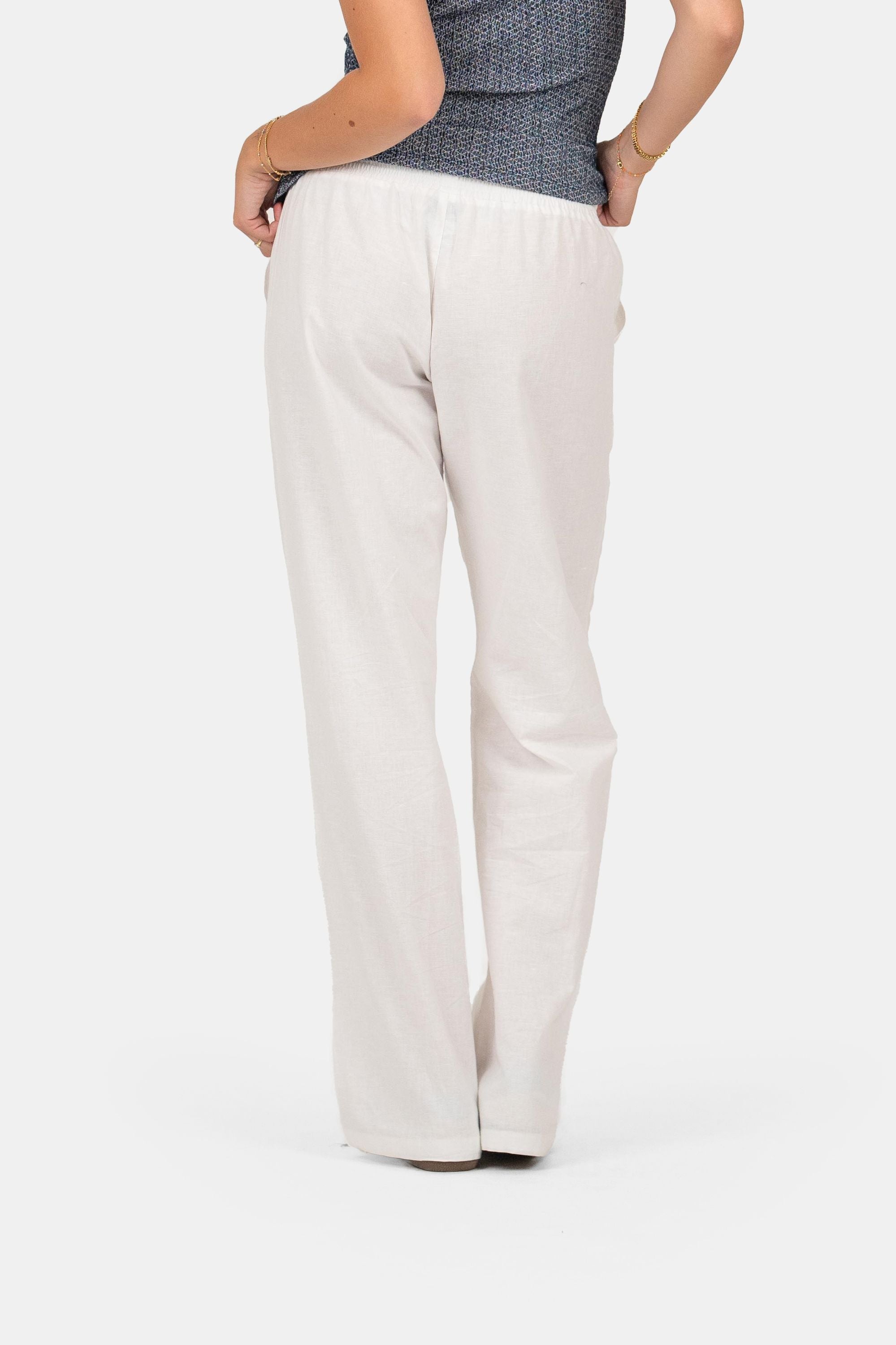 Linnebyxor med låg midja Vit