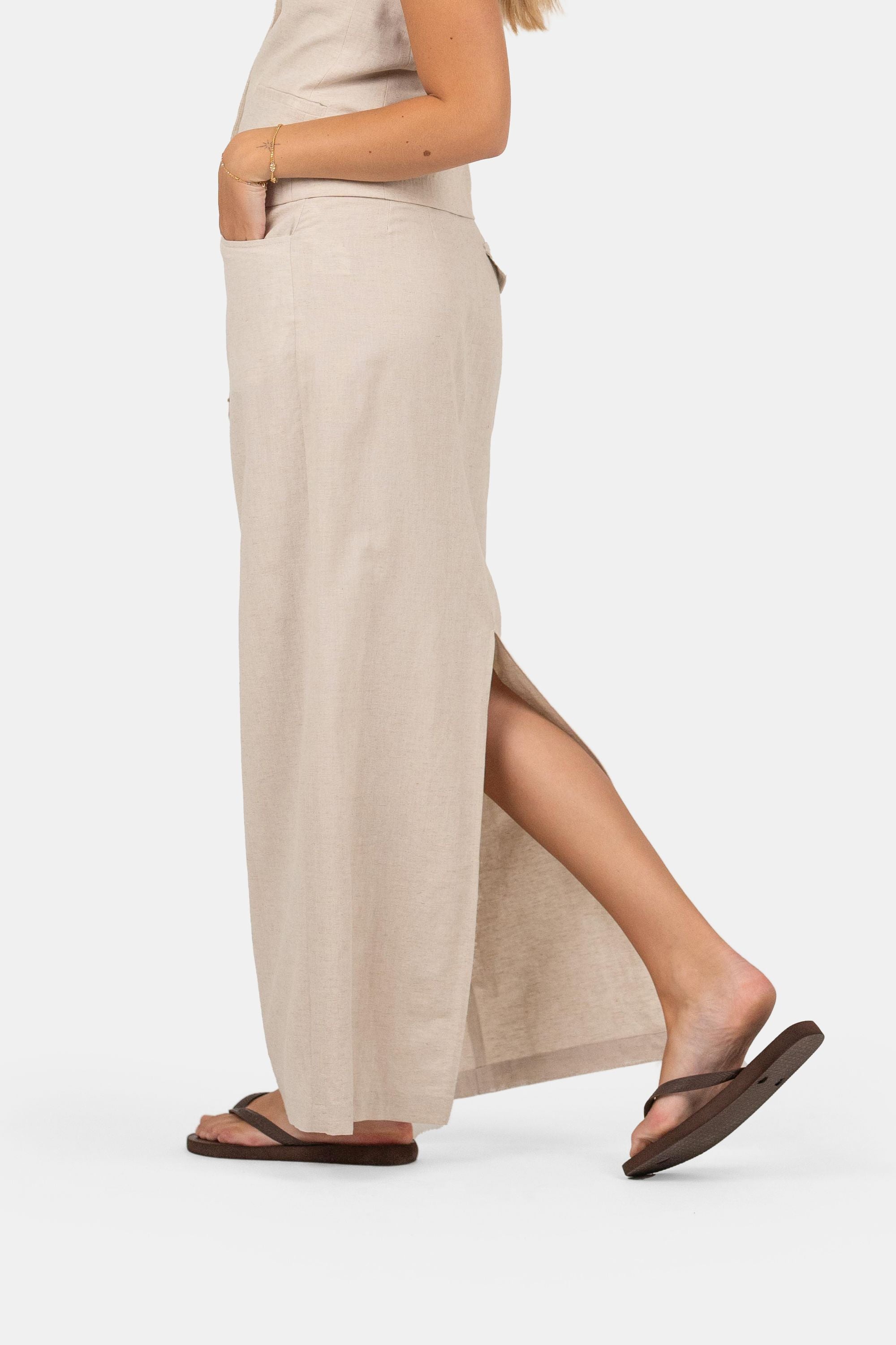 Linnekjol Beige