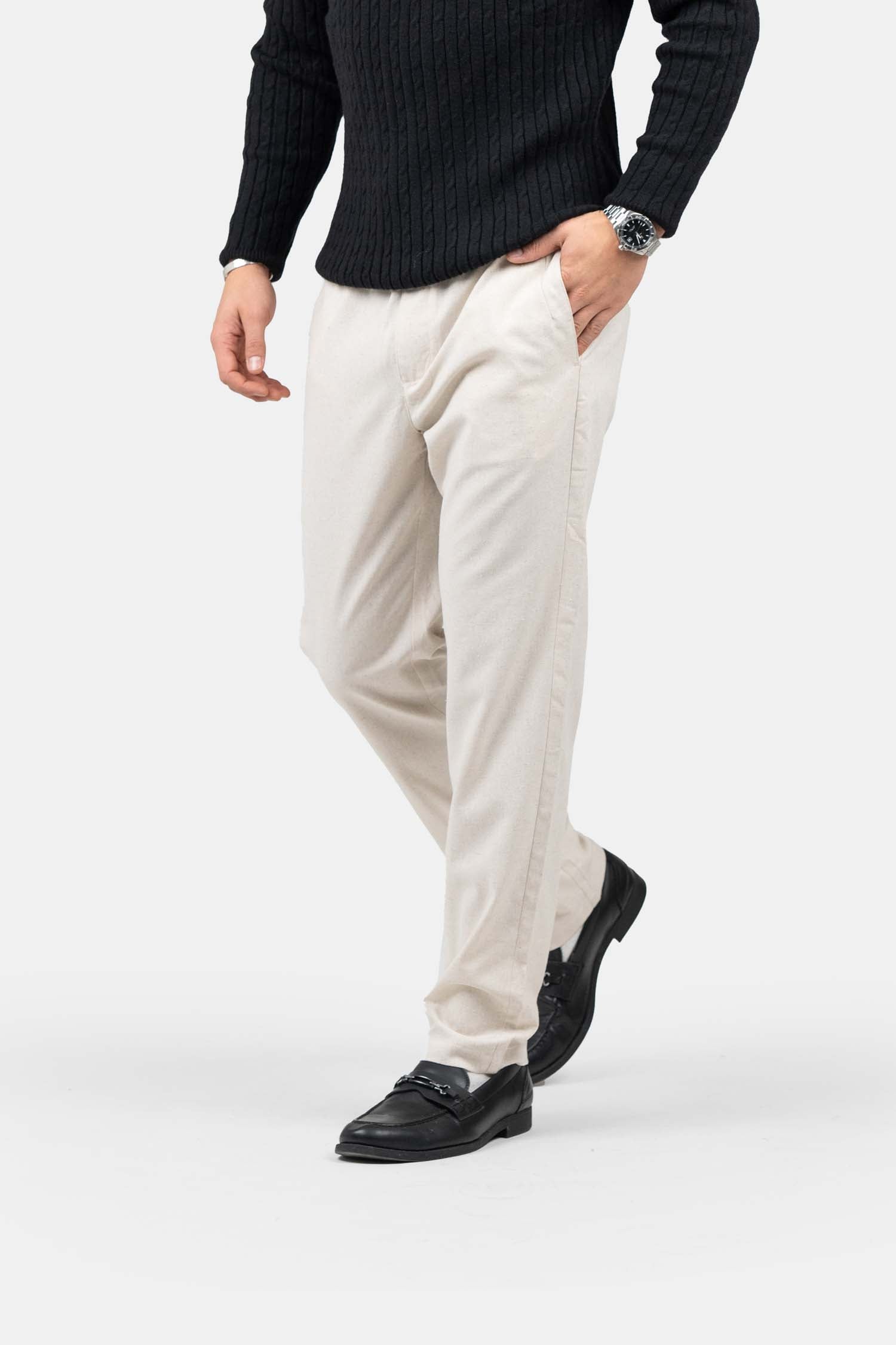 Heavyweight Linnebyxor Beige