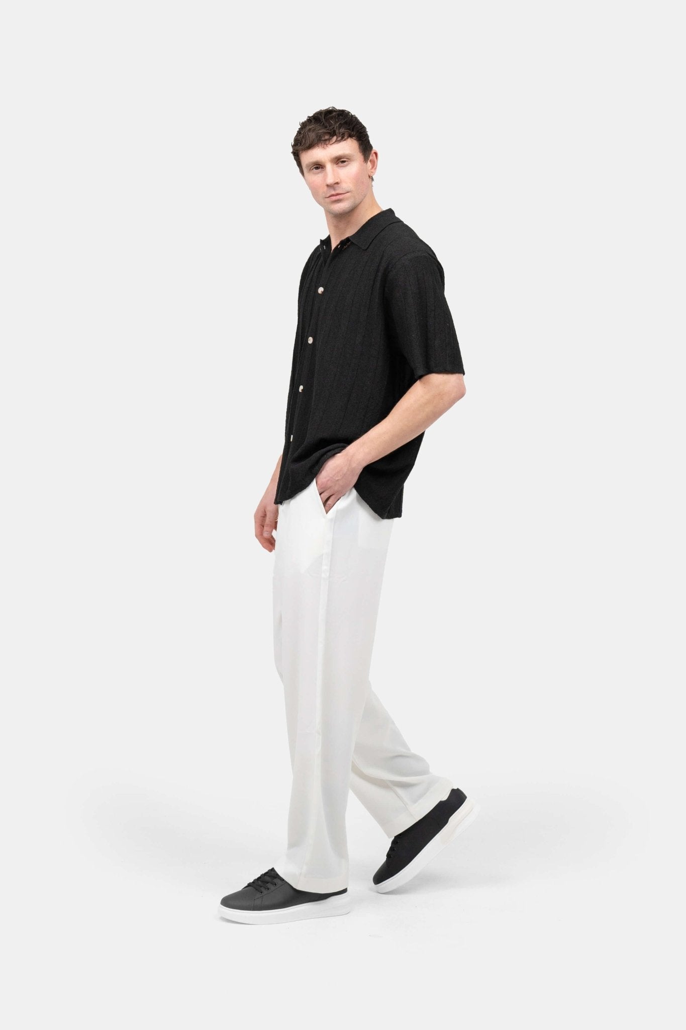 Kortærmet Textured Skjorte Sort |  Skagen-clothing.dk